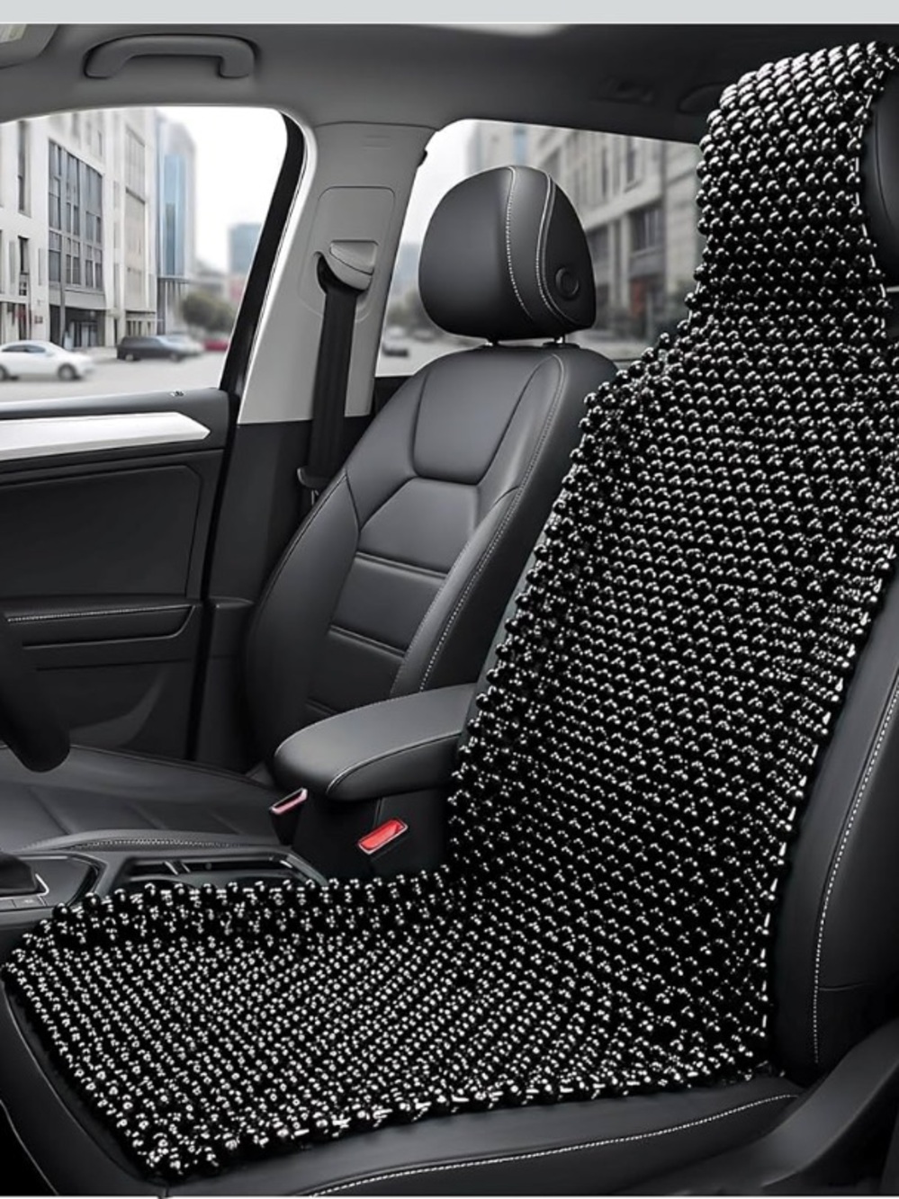 Natural Wood Beaded Seat Cover.